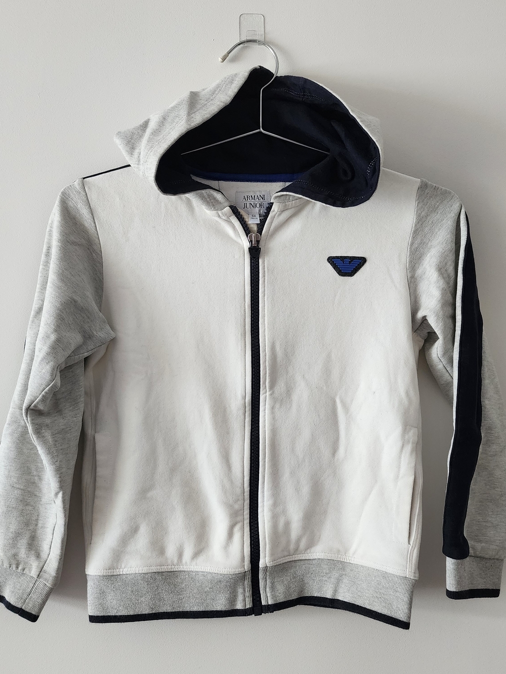 Armani Junior Boys Hoodie 8A White Grey Navy Designer Luxury Kids Fashion Logo